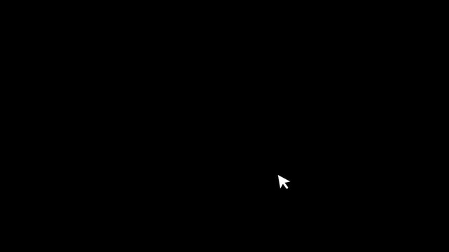 white mouse cursor arrow clicking animation on black background, simple hand pointer click gesture for 4k Animation video on Black Background