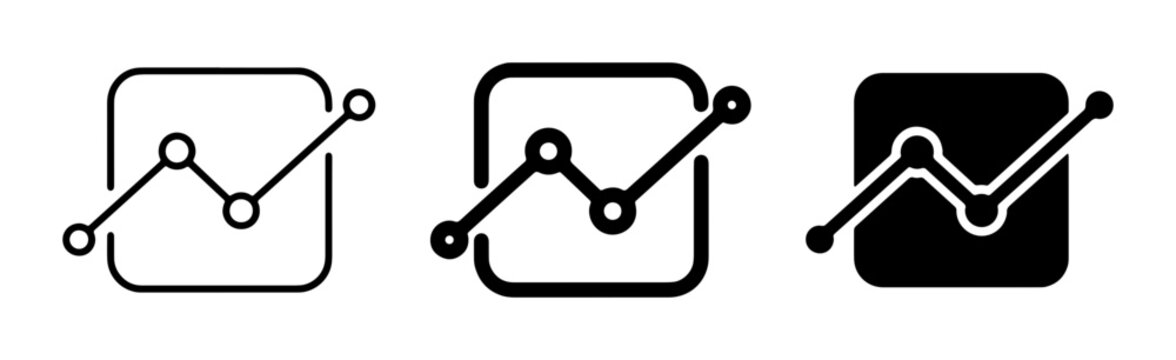 Line Graph Icons, Data Analysis Symbols, Business Growth Charts, Vector Set