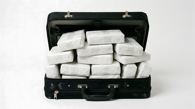 Kilos of cocaine inside a black briefcase