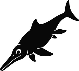 Black silhouette of a dolphin swimming © Kayem