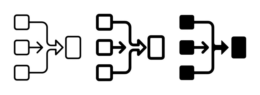 Flowchart Icons, Process Diagram Symbols, Data Flow Charts, Workflow Elements, Decision Tree Graphics, Algorithm Visualization, Black and White Icons Set
