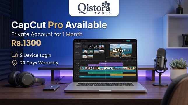 Professional laptop computer screen displaying the advanced capcut video editing software interface for creative content creators and digital media production projects on a clean wooden desk