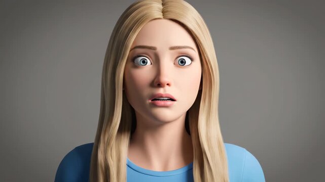 Blonde female cartoon image surprised expression, blonde girl surprised watch