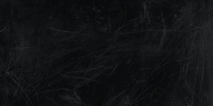 Dark scratched blackboard background texture with white marks and scratches for design and education concepts