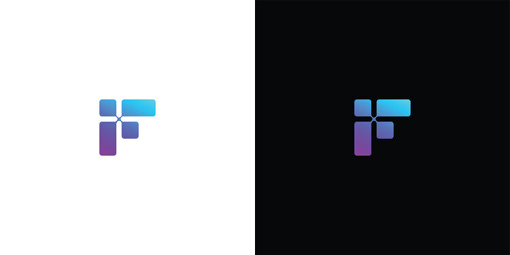 Modern abstract letter F logo design in blue and purple gradient, clean and minimalist for technology or creative businesses