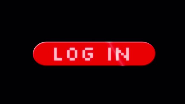 Red Pixel Log In Button Animation with 4K Alpha Channel
