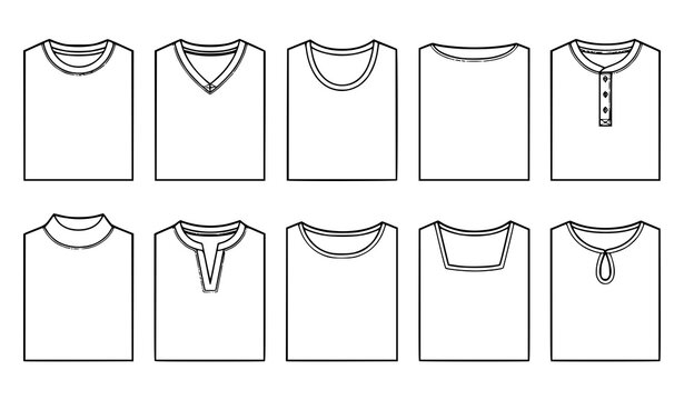 Mens Western Denim Shirt Flat Sketch Front and Back View Vector Fashion Template
