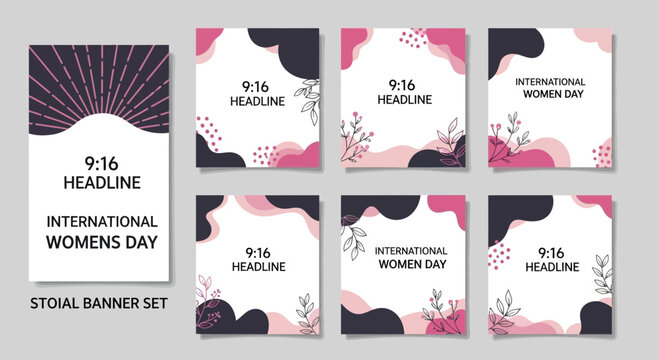 International womens day social media templates in square and vertical formats