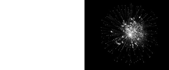 Fototapeta premium Abstract glass explosion with flying shards on black background. Shattered crystal fragments in motion. Realistic broken glass blast effect.