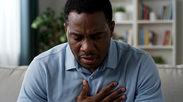 Man shows chest discomfort at home, man does not have chest pain