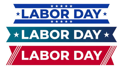 Fototapeta premium labor day celebration text banner with star decorations in three colors