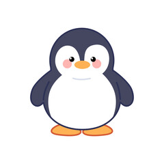 Fototapeta premium Cute penguin cartoon character icon, sweet little baby penguin vector illustration isolated on white background for nursery decor