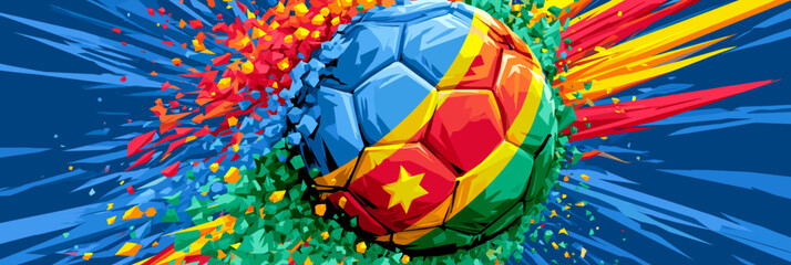 Obraz premium DR Congo soccer banner. DR Congo football wallpaper. Dynamic national football team poster