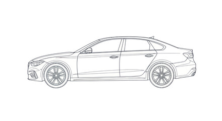 Obraz premium Modern Sedan Car Outline Vector Illustration