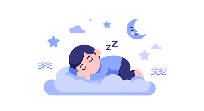 A peaceful cartoon boy sleeping soundly.