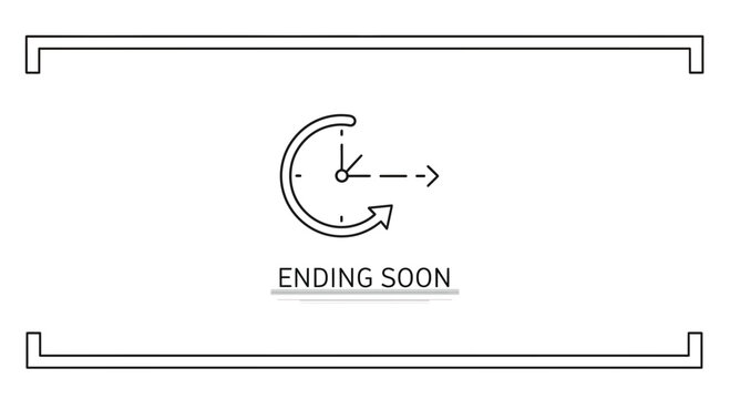 Clock Icon with Arrow and Text 'Ending Soon' - Time Running Out Concept