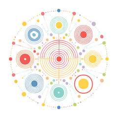 Fototapeta premium Colorful abstract geometric pattern with circles and dots