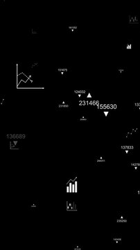 economy and financial infographics and icons isolated alpha channel animation,stock market and exchange news vertical social media motion design element