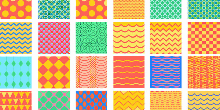 Assorted Geometric Patterns Colorful Vector Illustrations pattern