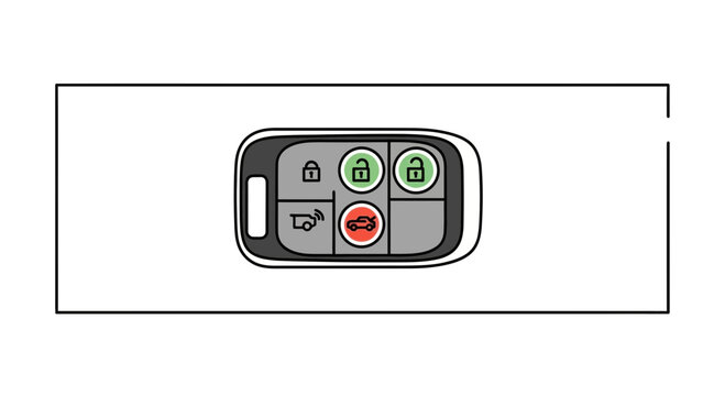 Car Key Fob Remote Control With Lock, Unlock, Trunk, and Panic Buttons