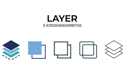 Obraz premium Vector Layer Icons Set in Different Styles