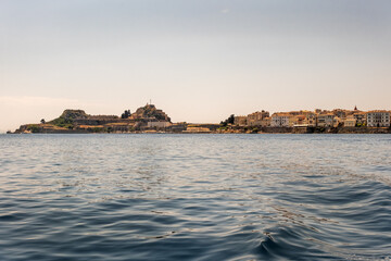 Fototapeta premium Corfu, Kerkira the old fortress, view from the sea, Greece