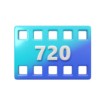 720p HD video resolution icon isolated. video stream quality sign, symbol. minimal 3d render
