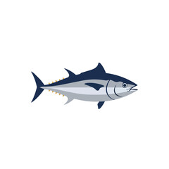 Fototapeta premium Bluefin Tuna Vector Illustration Isolated on White Background for Seafood Logo or Restaurant Menu Design