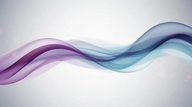 Abstract flowing purple and blue wave lines on light background with smooth gradient and soft light effects