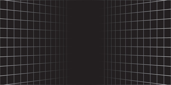 3d grid line background digital design for games and abstract technology perspective backdrop. Futuristic geometric cyber floor and graphic space virtual reality.