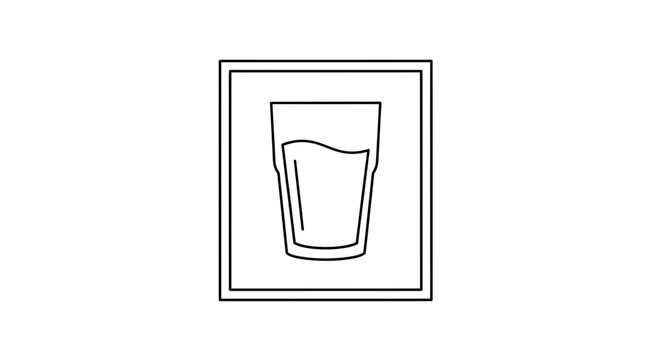 Simple Line Art Icon of a Glass Filled with Liquid