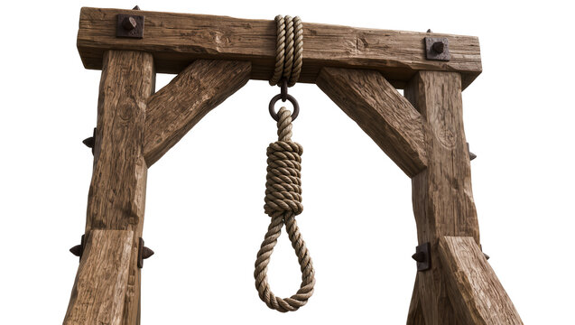 Wooden gallows with rope noose hanging