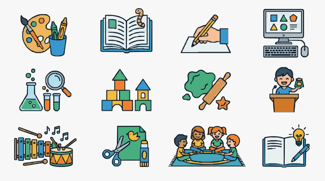 Diverse Learning and Skill Development Icons.