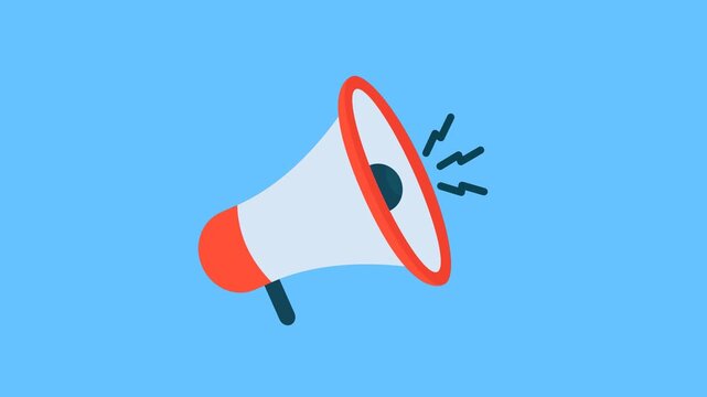 Animated megaphone announcing important news loudly