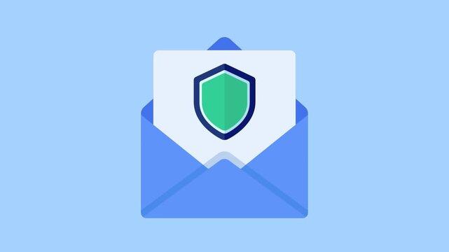 Secure email shield protection animation concept