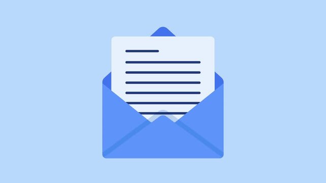 Receiving and opening email with document message animation