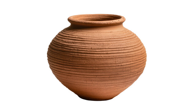 Terracotta amphora with horizontal ribbed texture