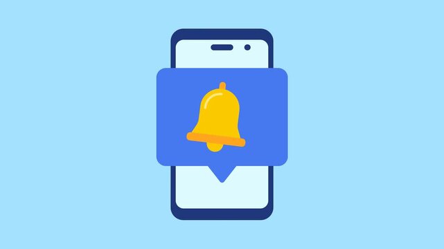 Smartphone receiving a ringing notification bell alert