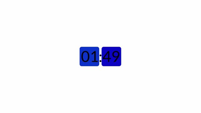 2 minutes countdown timer animation from 120 seconds to 0 seconds on a transparent background, two minute countdown timer complete in one minute,2 minute timer video in 4k