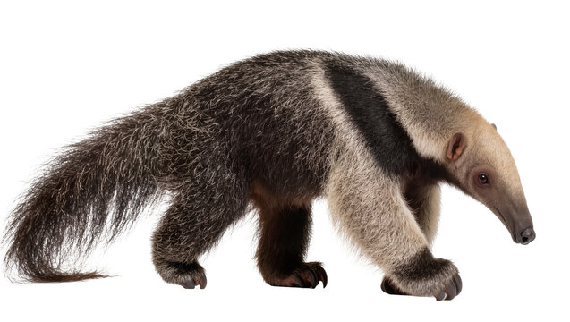 Giant anteater with distinctive black and white stripes on fur
