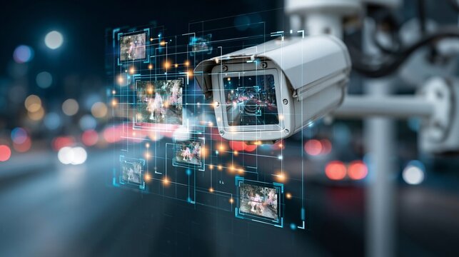 artificial intelligence night vision system analyzing dark environment, infrared camera view, AI object recognition overlay