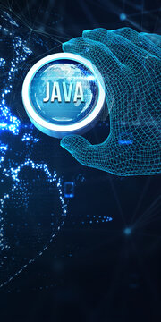 Software, web development, programming concept. Programming languages java and program. Software development. 3d illustration