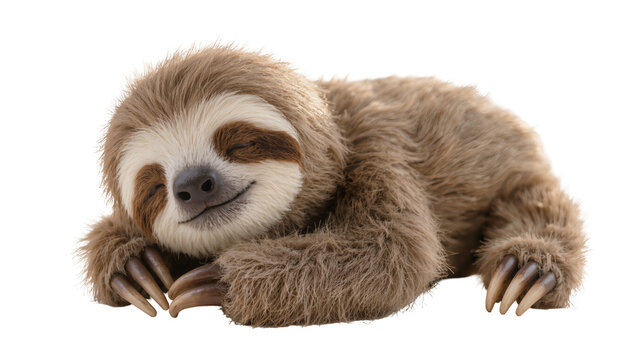 Cute baby sloth sleeping peacefully soft fur, gentle smile