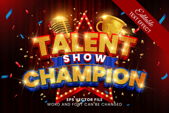 Talent champion show 3d luxury editable vector text effect
