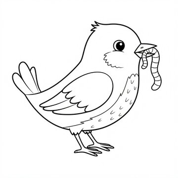 bird with worm sketch 