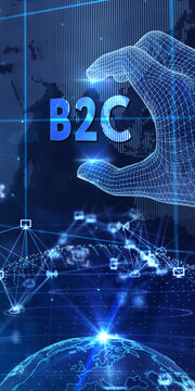 B2C Business to customer marketing strategy. 3d illustration
