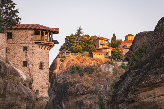 Historic Greek monasteries on dramatic rock formations