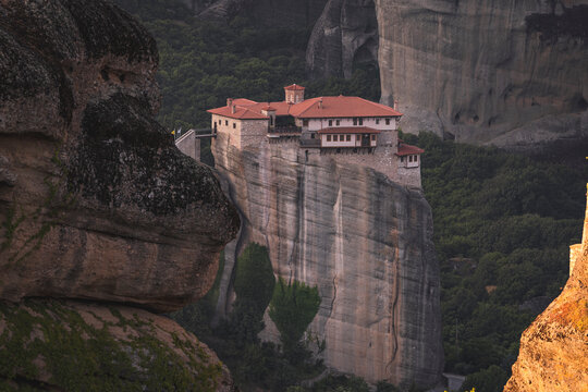 Monastery of Rousanou on a pillar in Meteora Greece