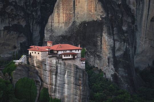 Meteora monastery perched on a sheer cliff