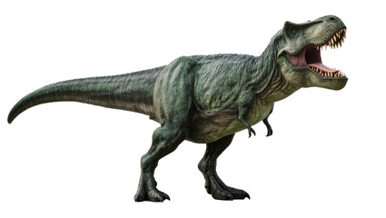 Green Tyrannosaurus Rex dinosaur roaring with mouth open © Michal